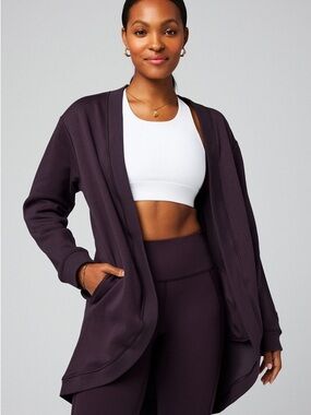 Fabletics Cozy Fleece Cardigan in Plum